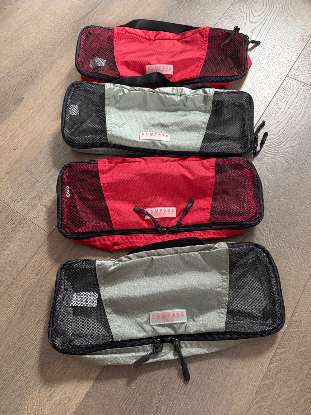 Travel Packing Cubes Set - Red & Gray